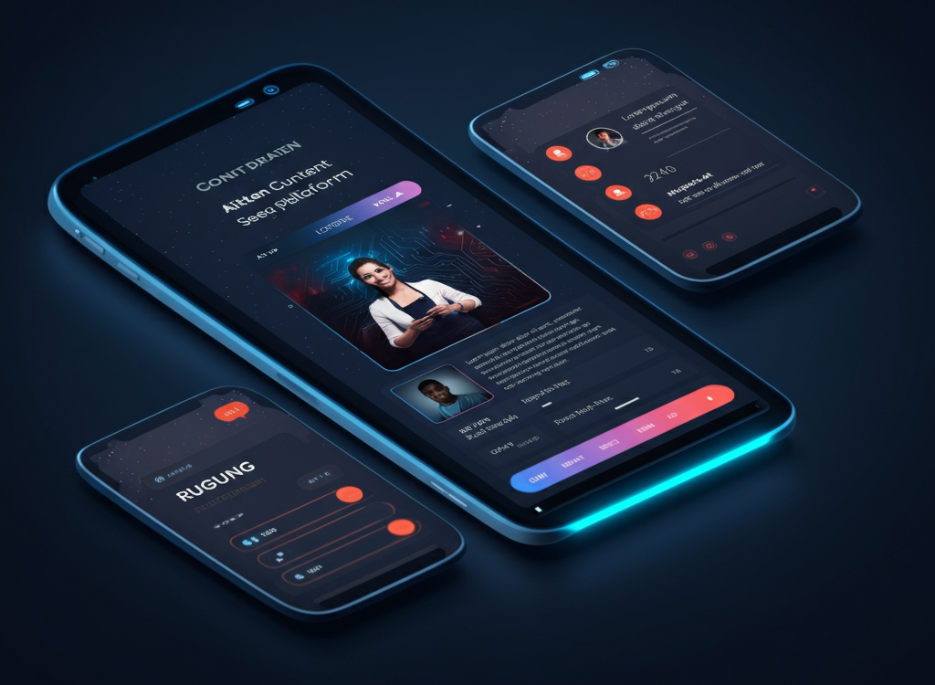 AI-powered content curation interface with tech icons