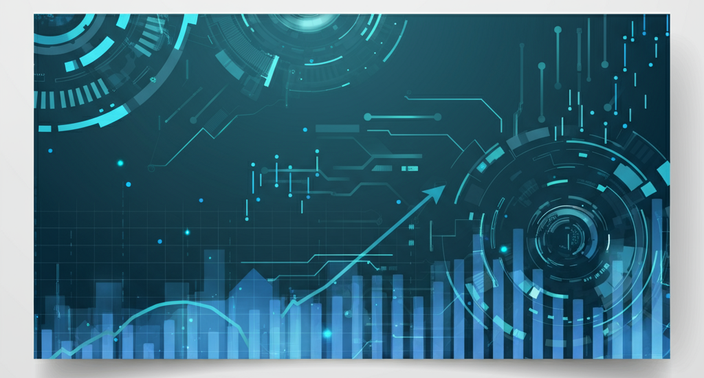 Modern stock market theme with AI elements and stock charts.