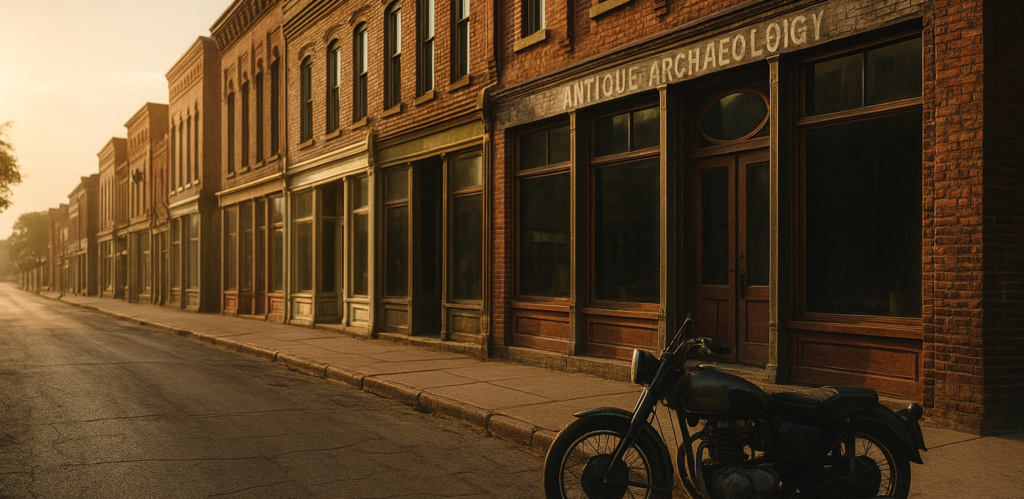 Vintage Main Street with motorcycle