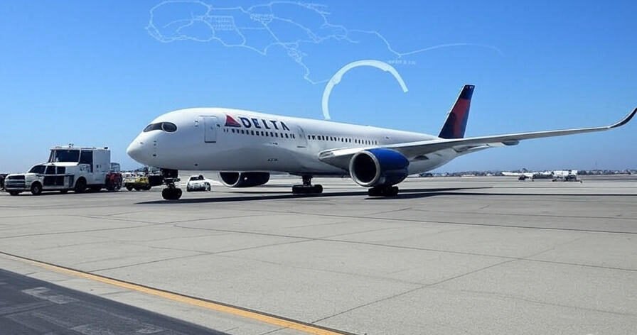 Delta Flight DL275 diverted LAX Airbus A350 on tarmac