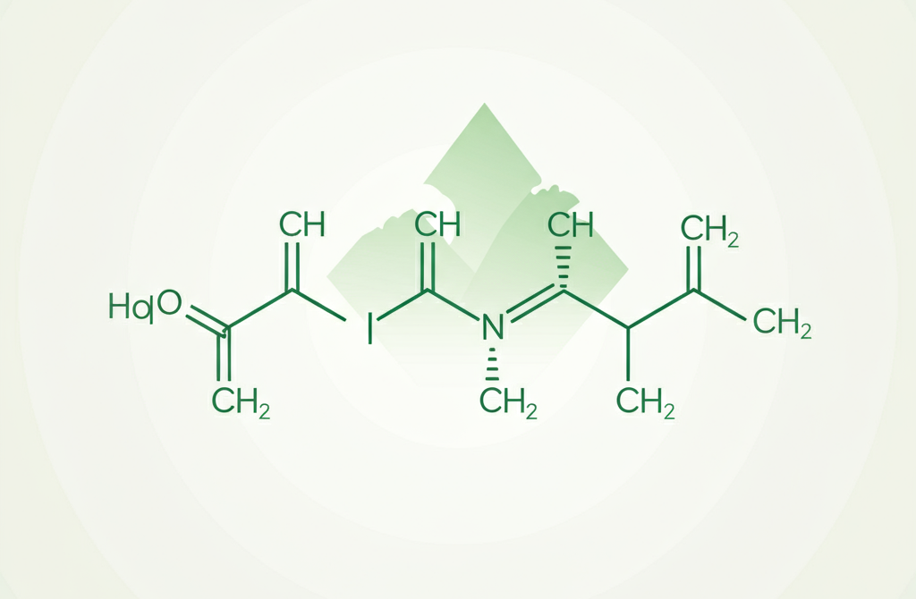 Chemical structure of HCOOCH CH2 H2O with eco-friendly theme