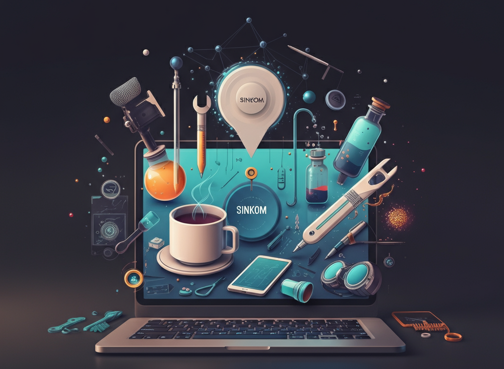 Illustration of Sinkom's versatility with interconnected tools symbolizing innovation across industries.