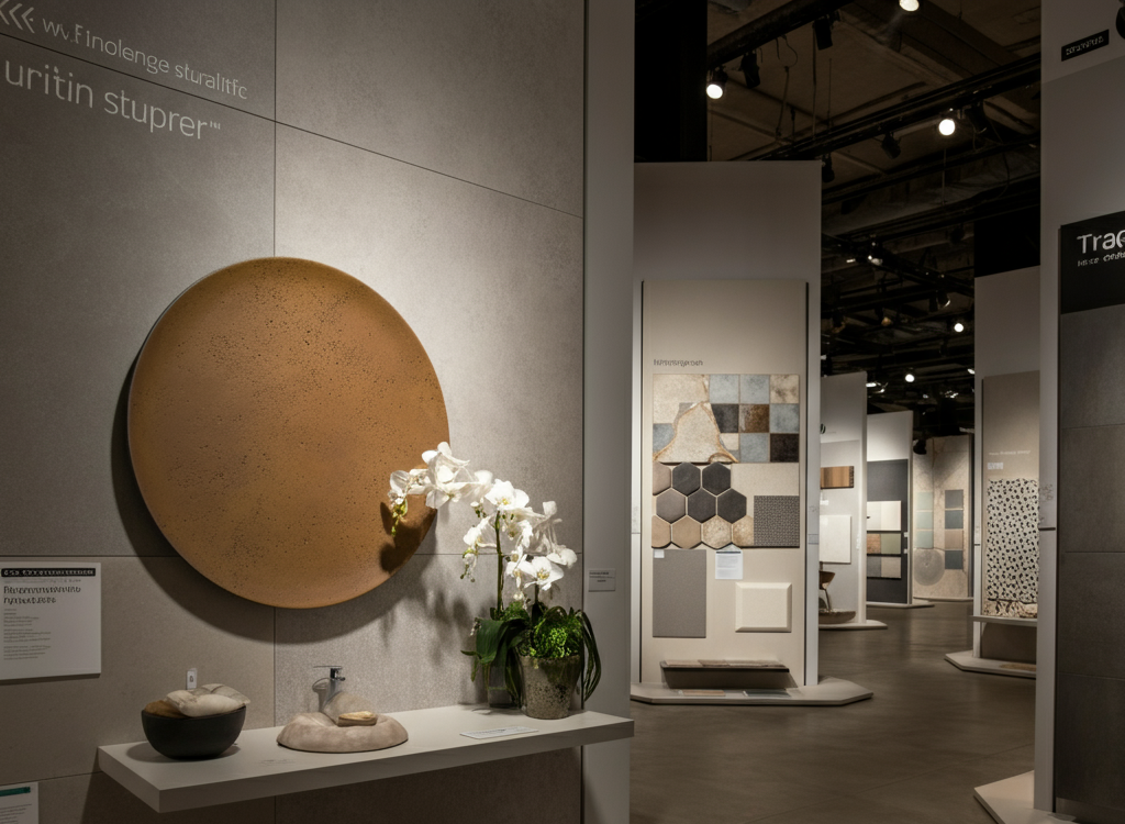 Modern ceramic tiles and surfaces by Sodiceram, showcasing innovative design and eco-friendly materials in a professional showroom setting.