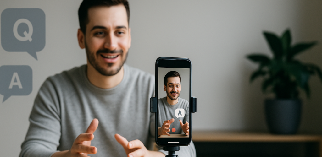 Creator recording a Video&A answer