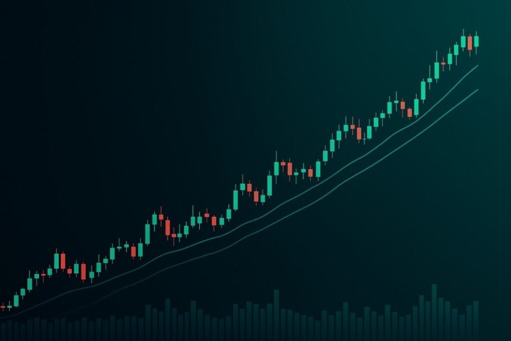 VWAP/EMA candlestick chart